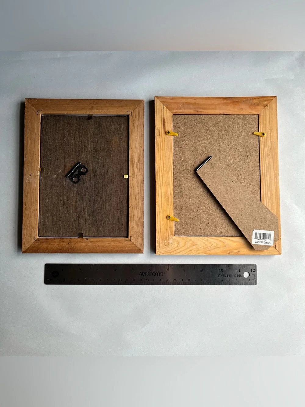 Vintage Honey Tone Wood Picture Photo Frames w/ Fine Art Prints-Set of 2